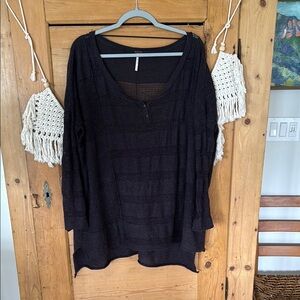 Free People Black Knit Top long sleeve small